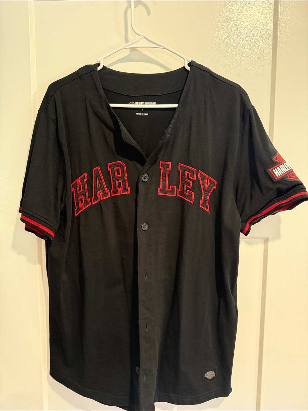 Harley-Davidson Black and Red Baseball-Style Men’s Shirt